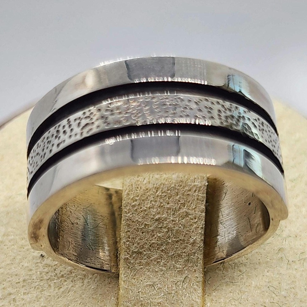 Hammered Sterling Silver Ring: Minimalist Bohemian Unisex Band